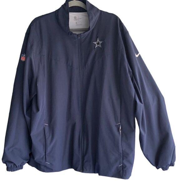 Nike NFL Mens Dallas Cowboys Zip Up Windbreaker Navy Jacket Sz L - Picture 1 of 9